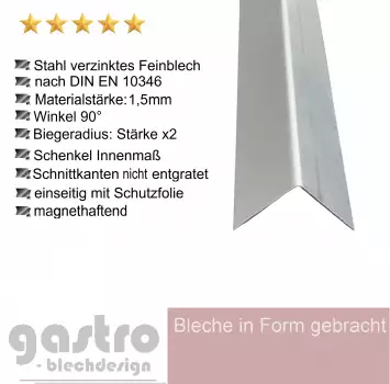 Winkel 2-fach Kantenschutz aus Stahl verzinkt 1,5 mm stark